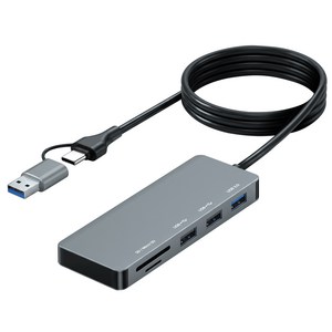 홈플래닛 5포트 USB-A & C타입 듀얼커넥터 멀티허브 (120cm 케이블), HUB5C-A, 1개