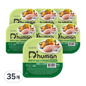듀먼 전연령용 강아지 튼튼체력 화식사료, 닭+초록잎홍합, 100g, 35개