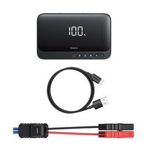 베이스어스 슈퍼에너지 시리즈 4in1 긴급시동 자동차 점프스타터 12V 블랙, 1개, 6000mAh