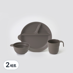 나인웨어 국산 포레 홈 1인 세트, 그레이, 핸디컵 + 스몰볼 + 미디엄 플레이트, 2세트