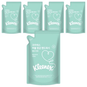크리넥스 버블 항균 핸드워시 힐링그린향 리필, 450ml, 5개