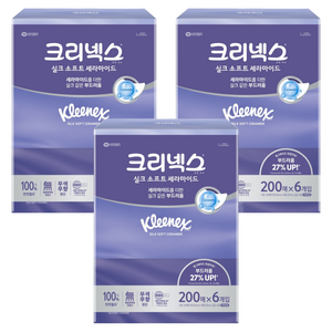 크리넥스 실크소프트 세라마이드 미용티슈 2겹, 200매입, 18개