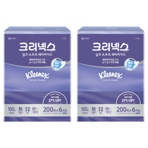 크리넥스 실크소프트 세라마이드 미용티슈 2겹, 200매입, 12개