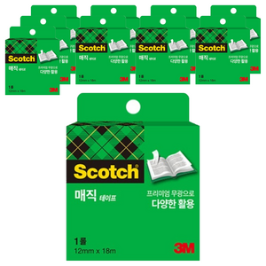 스카치 매직 테이프 리필 12mm x 18m, 혼합색상, 10개