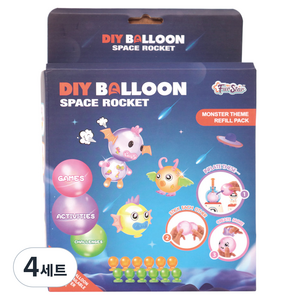 아이끌레 DIY 스페이스 로켓 풍선 펌프 메이커 리필 75p 세트, 혼합색상, 4세트