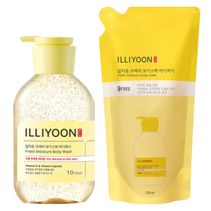 일리윤 프레쉬 모이스춰 바디워시 시트러스향 500ml + 리필 500ml 세트, 1개