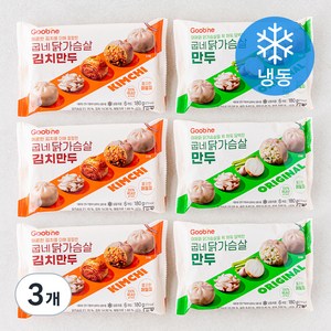 굽네 닭가슴살만두 180g x 3p + 김치만두 180g x 3p 세트 (냉동), 1.08kg, 3개