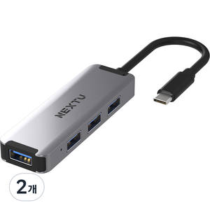 넥스트유 4포트 C타입 무전원 알루미늄 재질 USB3.0 허브 665TC, 혼합색상, 2개
