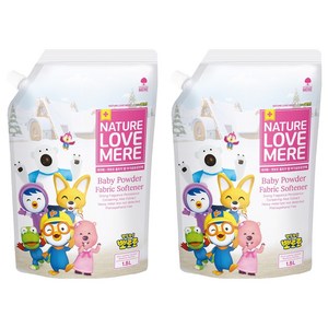 네이쳐러브메레 뽀로로 울트라 젤 아기 섬유유연제 베이비파우더향 리필, 1.5L, 2개