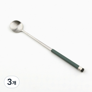 보겐 스퀘어 투톤 실버 커트러리 롱스푼, 올리브, 3개
