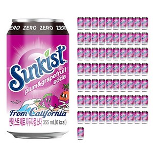 썬키스트 제로 자두자몽 소다 탄산음료, 355ml, 72개