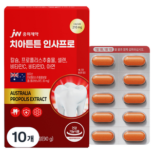 JW중외제약 치아튼튼 인사프로 프로폴리스 90g, 10개, 60정