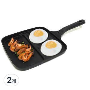 키친아트 인덕션 사각3구 브런치 에그팬, 27cm, 2개