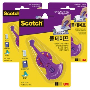 스카치 풀테이프 리필 8.4mmx8m 017R, 투명, 3개