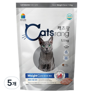 캐츠랑 고양이 어덜트 체중조절 웨이트 케어 기능성 사료, 헤어볼+체중조절, 1.5kg, 5개