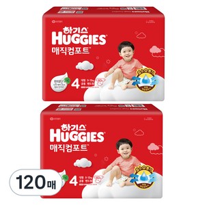 하기스 2024 매직컴포트 밴드형 기저귀 남녀공용, 4단계, 120매