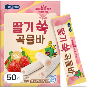 베베쿡 딸기 쏙 곡물바, 혼합맛(딸기/바나나), 40g, 50개