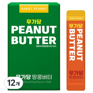 총각네 홀피넛 무가당 땅콩버터, 12개, 300g