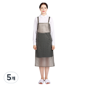 웰프런 반투명 우레탄 유니도트 방수 앞치마 중, 블랙, 5개