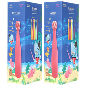브리스틱 에르고 유아칫솔 세트, 민트,라임,그레이프,망고,라즈베리, 5개입, 2개