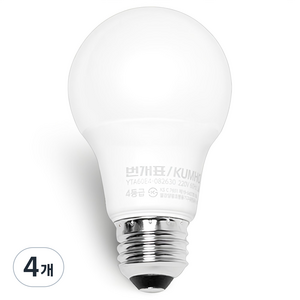 번개표 원하 LED 전구 8W 화이트, 주백색, 4개