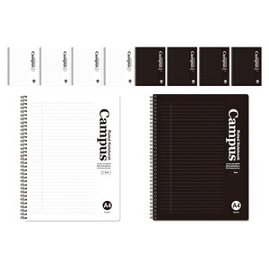 미소로 5000 A4 PP 스프링 노트 2종 세트 2379, 블랙, 화이트, 5세트