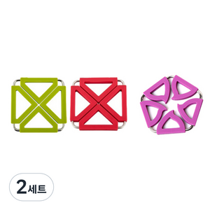 듀얼 냄비 받침대 사각 그린 + 레드 + 오각 퍼플, 혼합 색상, 2세트