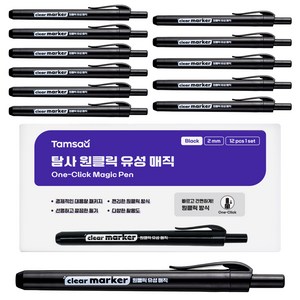 탐사 원클릭 유성 매직, 블랙, 12개