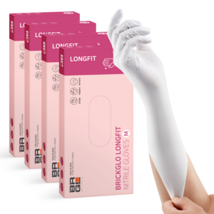 브릭글로 롱핏 니트릴장갑 50p, 화이트, M, 4개