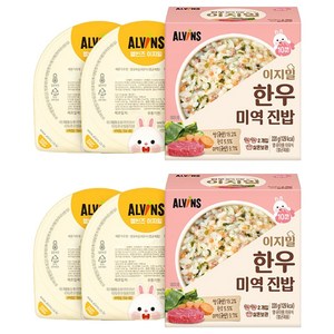 엘빈즈 이지밀 실온 이유식 진밥, 한우 미역 진밥, 110g, 4개