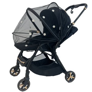 어프리비 유모차 모기장 커버 방충망 햇빛가리개, 데이지블랙, 1개