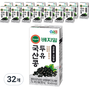 베지밀 국산콩 두유 검은콩 고칼슘, 190ml, 32개