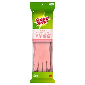 스카치브라이트 베이직 고무장갑 5개입, 파스텔핑크, 소(S), 1세트 골드박스 특가