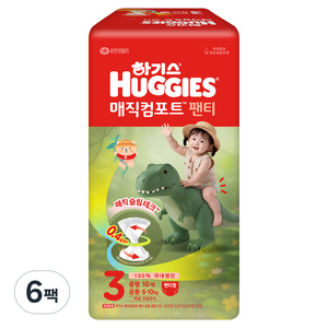 하기스 매직컴포트 팬티형 기저귀 중형 남여공용, 60매, 3단계