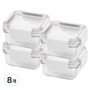 글라스락 리프젠 정사각 화이트, 8개, 180ml