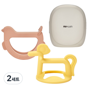 모윰 손목 치발기 2종 기프트팩 세트, 손목치발기 + 전용케이스, 버드 코랄 + 포니 옐로우, 2세트