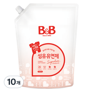 비앤비 유아 비자극 섬유유연제 자스민앤로즈향 리필형, 1.5L, 10개