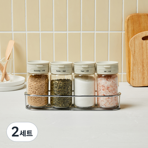 모던하우스 이중뚜껑 양념병 세트, 2세트, 양념병 220ml(4p) + 랙 + 스티커(12p)