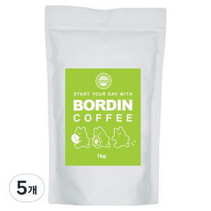 보르딘 싱글오리진 콜롬비아 슈프리모 커피 원두, 1kg, 5개, 홀빈(분쇄안함)