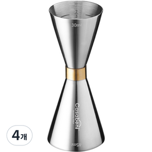 까사베니 홈텐딩 칵테일 골드링 계량 지거 30ml 45ml, 4개