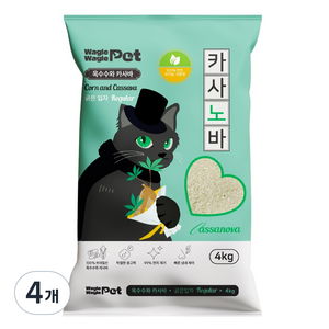 와글와글펫 카사노바 고양이 모래 레귤러 굵은입자, 4kg, 4개, 레귤러(굵은입자)