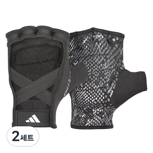 아디다스 여성용 트레이닝 헬스 장갑 양손 착용 세트, 블랙, 2세트