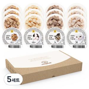 와그작 반려동물 고양이는 더 좋아해 동결건조간식 선물 4종 x 3p 세트, 혼합맛(가다랑어/북어/닭가슴살/오리가슴살), 84g, 5세트