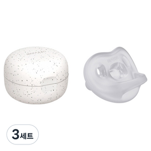 모윰 올 실리콘 마카롱 노리개젖꼭지 + 전용 케이스, 2단계(3~6개월), 퓨어내츄럴, 3세트