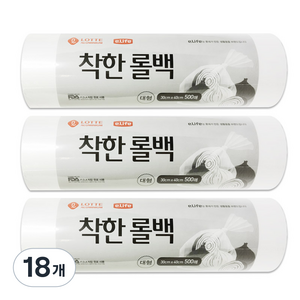 롯데이라이프 착한 롤백 대 30cm x 40cm, 대(L), 500개입, 18개