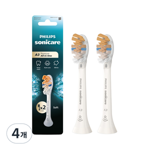 소닉케어 A3 프리미엄 올인원 칫솔모 화이트 2p, HX9092/14, 4개