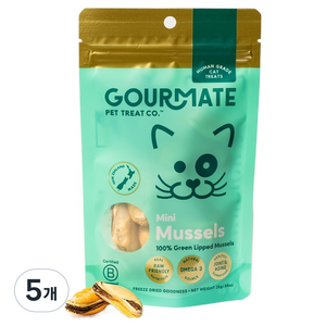고메이트 고양이 동결건조 간식, 5개, 25g, 초록입홍합