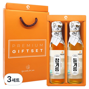 대현상회 저온 압착 참기름 180ml + 들기름 180 ml 선물세트, 3세트