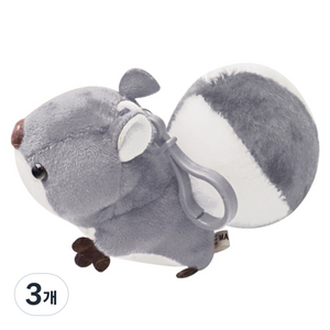 아가플러스 왕꼬리 미니 다람쥐 인형 키링, 8cm, 그레이, 3개