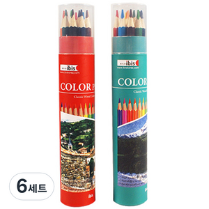 아이비스 12색 원통 목색 연필 세트 랜덤발송, 6세트
